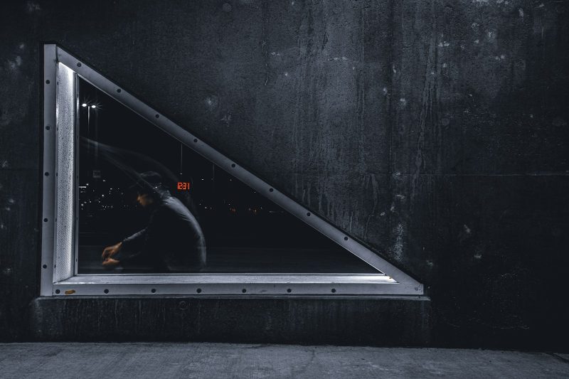 black and white metal staircase